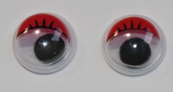 1 Paar Augen (2 Stück) Wackelaugen rund schwarz weiß rot 10 mm