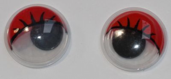 1 Paar Augen (2 Stück) Wackelaugen rund schwarz weiß rot 12 mm