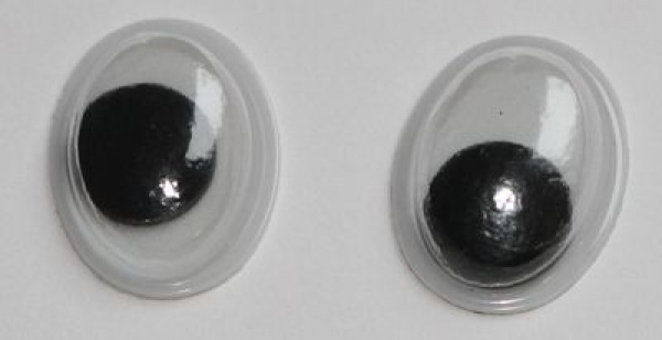 1 Paar Augen (2 Stück) Wackelaugen oval schwarz weiß 10 mm x 8 mm