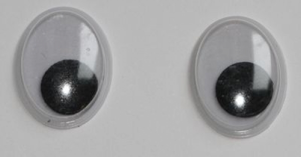 1 Paar Augen (2 Stück) Wackelaugen oval schwarz weiß 14 mm x 10 mm