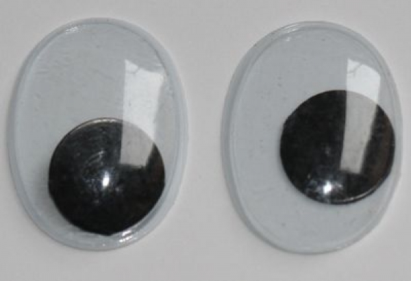 1 Paar Augen (2 Stück) Wackelaugen oval schwarz weiß 20 mm x 15 mm