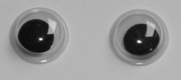 1 Paar Augen (2 Stück) Wackelaugen rund schwarz weiß 8 mm