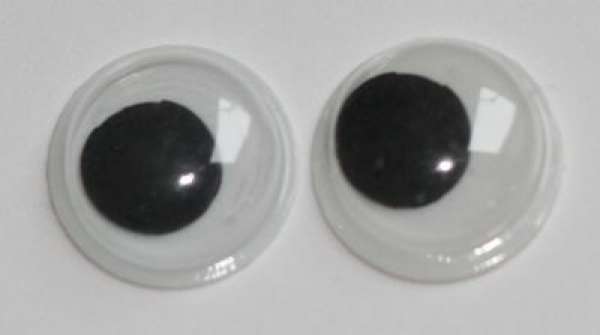 1 Paar Augen (2 Stück) Wackelaugen rund schwarz weiß 9 mm