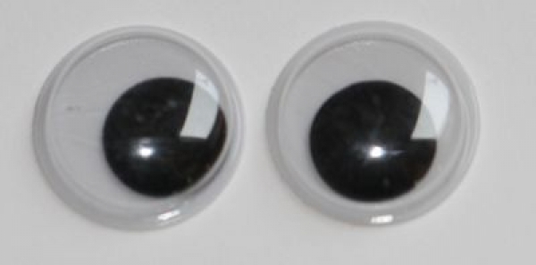 1 Paar Augen (2 Stück) Wackelaugen rund schwarz weiß 12 mm