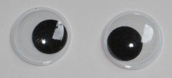 1 Paar Augen (2 Stück) Wackelaugen rund schwarz weiß 15 mm