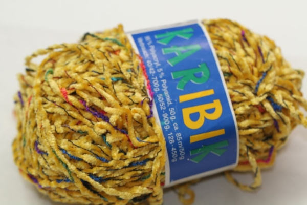Wolle Karibik Chenille 50 g 95 % Polyacryl 5 % Polyamid Farbe gelb