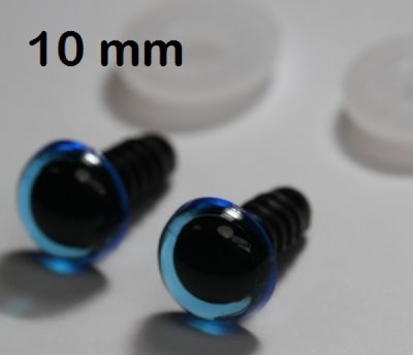 1 Paar Sicherheitsaugen transparent durchgefärbt blau