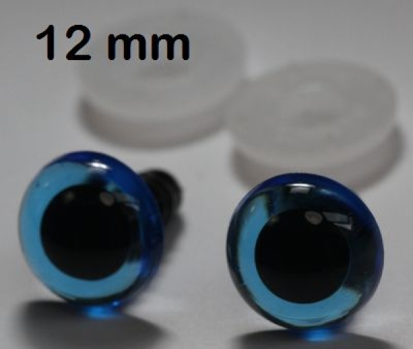 1 Paar Sicherheitsaugen transparent durchgefärbt blau
