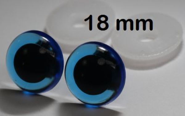 1 Paar Sicherheitsaugen transparent durchgefärbt blau