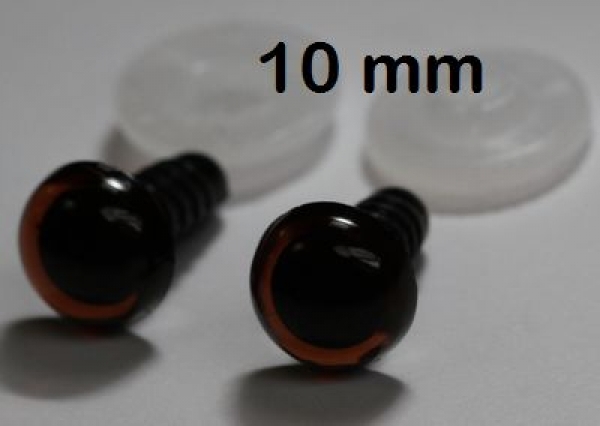 1 Paar Sicherheitsaugen transparent durchgefärbt rotbraun