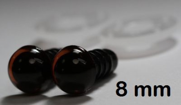 1 Paar Sicherheitsaugen transparent durchgefärbt rotbraun