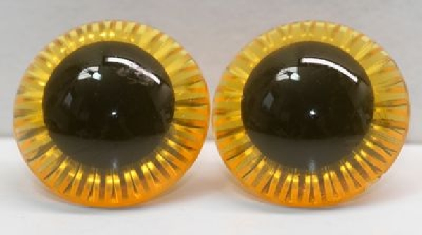 1 Paar Sicherheitsaugen Owl-Cut transparent durchgefärbt gelb