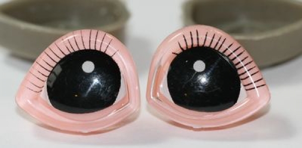 1 Paar 20 mm x 24 mm Sicherheitsaugen Comic geschwungen rosa weiß schwarz