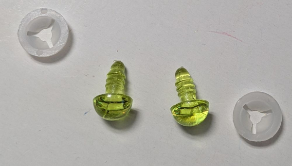 1 Paar Sicherheitsaugen transparente Pupille transparent gelbgrün 10 mm