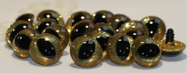 Sonderangebot: 10 Paar Sicherheitsaugen Katze Drache 25 mm Glitter