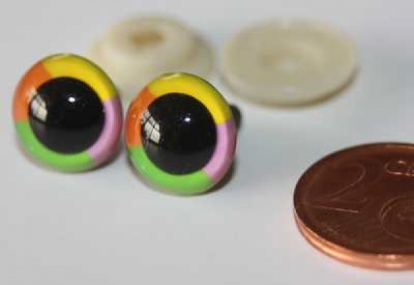 1 Paar Sicherheitsaugen Exclusiv 4-farbig Rainbow