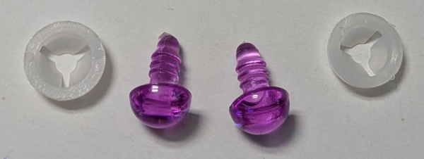 1 Paar Sicherheitsaugen transparente Pupille transparent violett 10 mm