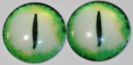 1 Paar Augen Glaslinsen Katze zum Aufkleben 30 mm grün weiß