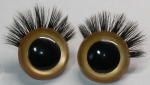 1 Paar Sicherheitsaugen 30 mm Gold metallic mit Wimpern