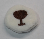 1 Mund cremeweiß mit brauner Stickerei zum Annähen ca. 4 cm x 3,5 cm aus Stoff