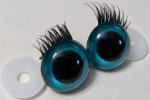 1 Paar Sicherheitsaugen 24 mm Türkisgrün metallic mit Wimpern