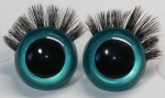 1 Paar Sicherheitsaugen 30 mm Türkisgrün metallic mit Wimpern